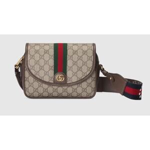 Gucci Ophidia Small Shoulder Bag GG Supreme Web Double G Gold HW Dust Bag Box